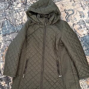 London Fog Green Quilted Puffer Coat